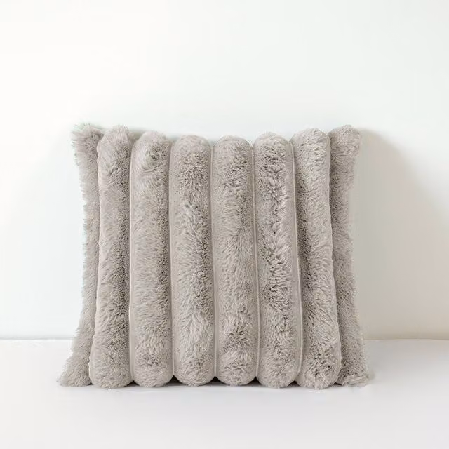 Velosso Silver Faux Fur Square Cushion
