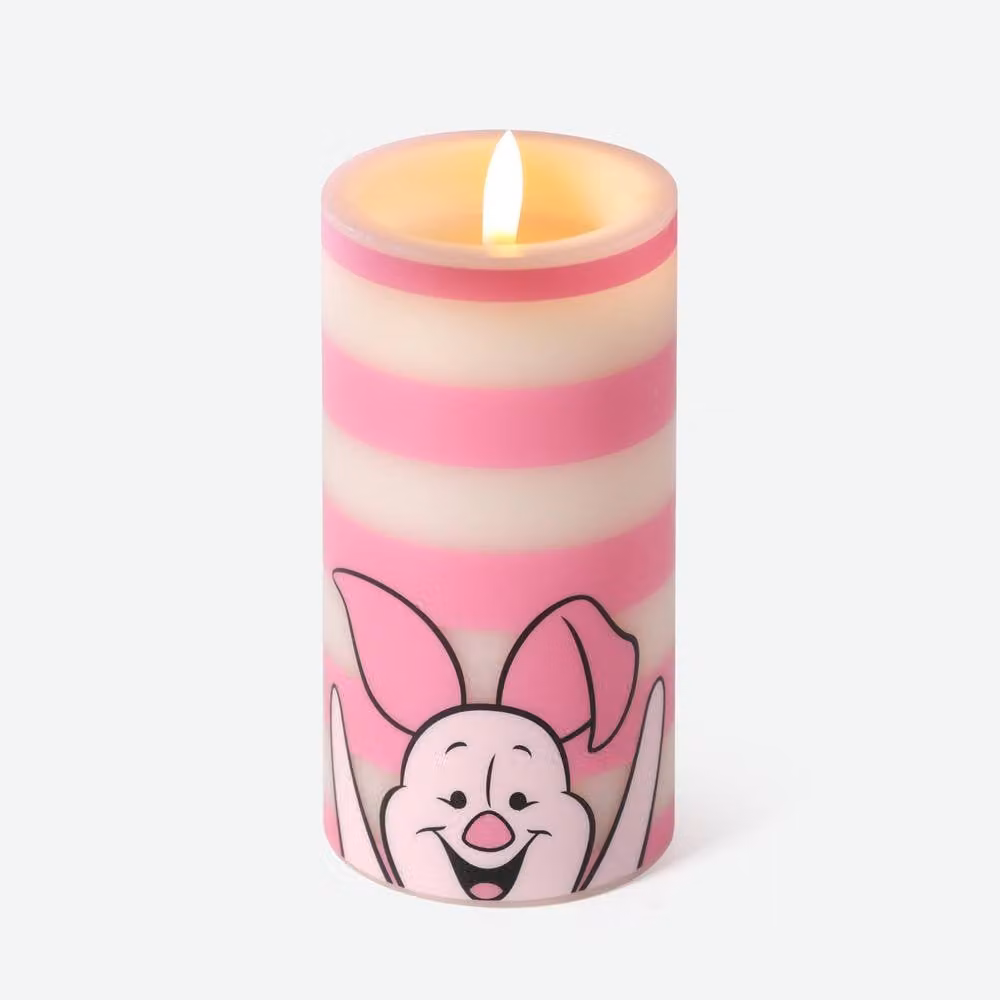 Disney Winnie the Pooh Piglet Inspired LED Pillar Candle with Flicker Effect in Pink and Purple – 2