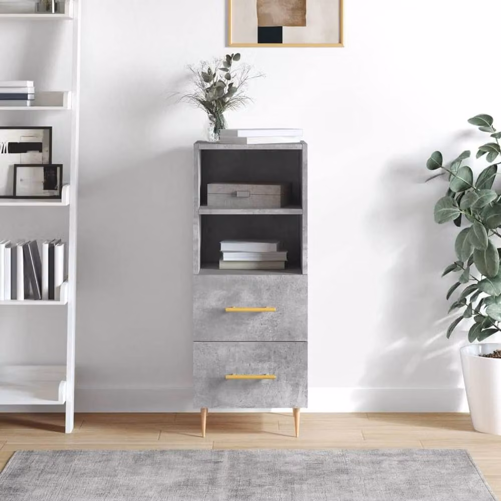 Berkfield Home Modern Sideboard in Concrete Grey, W/D/H: 34.5 x 34.0 x 90.0 cm – 2