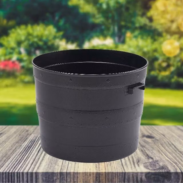 Whitefurze Blacksmith Barrel Planter, Black, Diameter: 35 cm