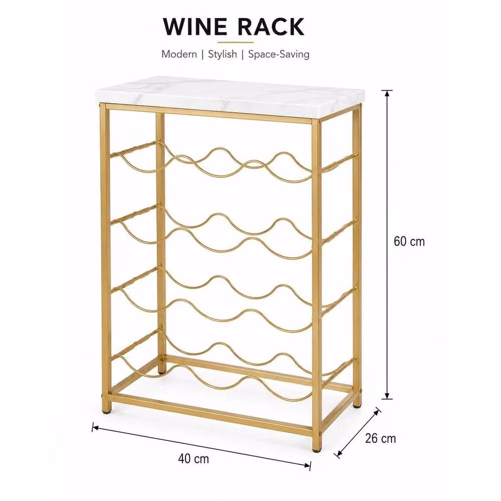 FORGEVIO Gold Metal Freestanding 12 Bottle Wine Rack – 2