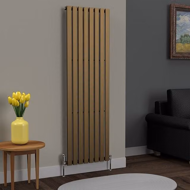 Lux Heat Flat Vertical Steel Radiator in Gold, H 180 cm x W 56 cm