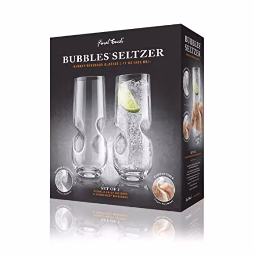 Final Touch Bubbles Seltzer Water Glasses, Set of 2, 500 ml, Transparent – 4