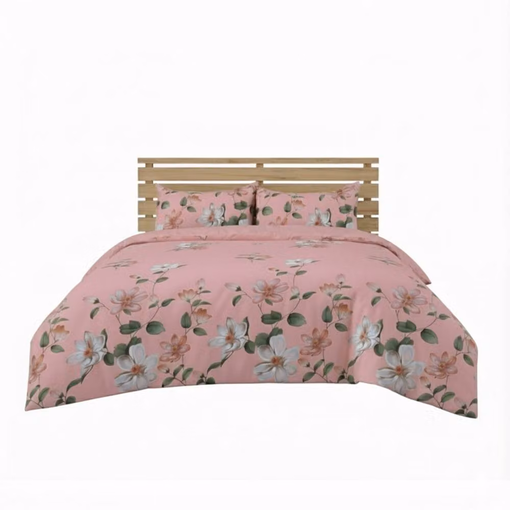 Snug City Flower Complete Bedding Set in Pink, including Duvet Cover, Pillowcase and Fitted Sheet, Microfibre, 140 x 200 cm – 2