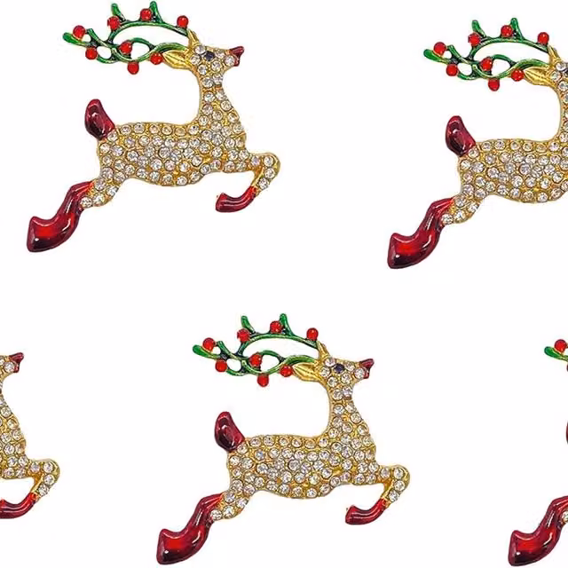 Syntego Metal Reindeer Embellishments in Gold, Green and Red