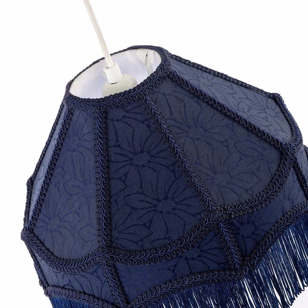 Happy Homewares Classic Victorian Style Empire Pendant Shade in Midnight Blue Fabric – 3
