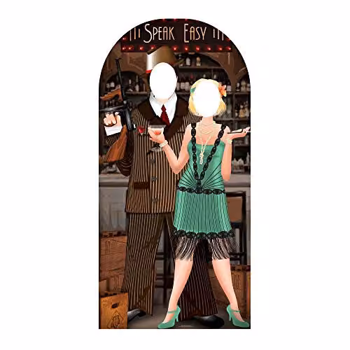 Star Cutouts Roaring Twentys Stand-in Cardboard Cutout, Brown and Multicolour, Height: 191 cm