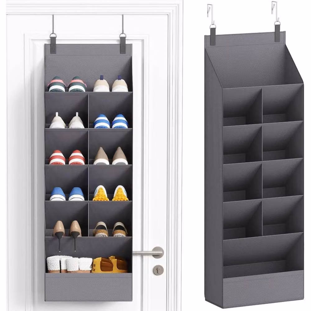 FORGEVIO Grey 10 Pocket Over the Door Shoe Organiser – 5