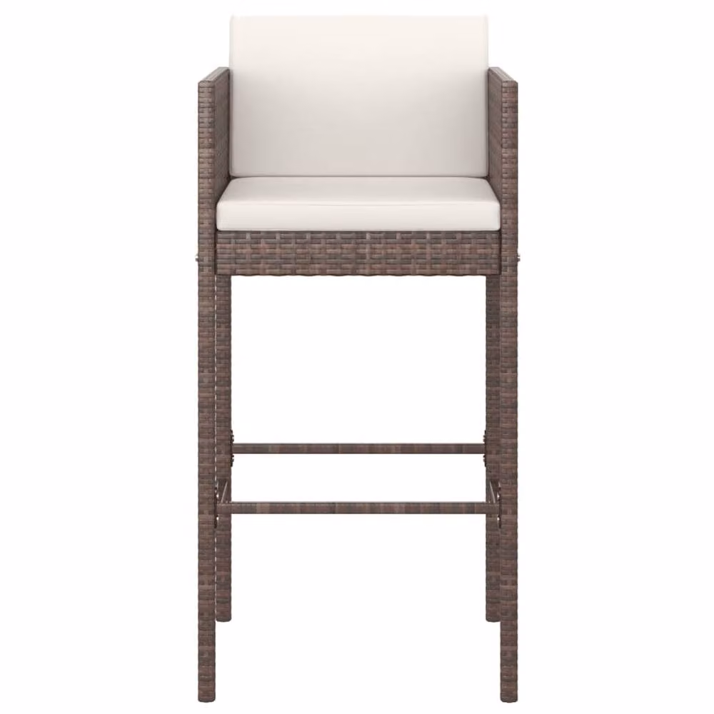 Berkfield Home 9 Piece Brown Poly Rattan Garden Bar Set with Cushions – 3