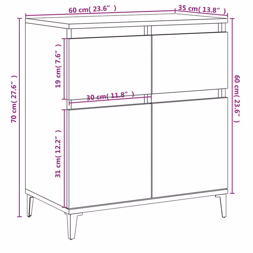 Berkfield Home Smoked Oak Sideboard in Brown, W/D/H: 60 x 35 x 70 cm – 5