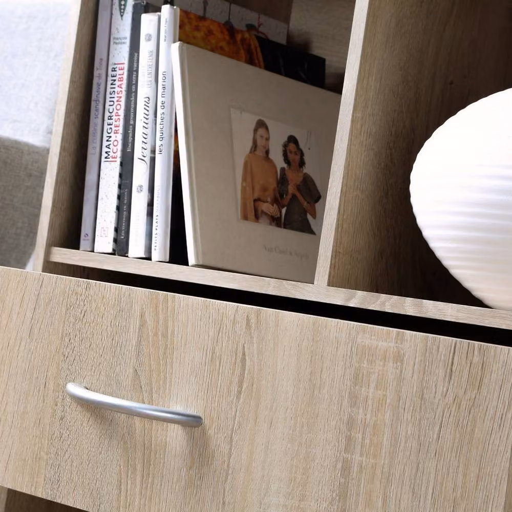 CALICOSY 4-Compartment Storage Shelf with Drawer, Brown, W: 62.0 cm, D: 29.5 cm, H: 80.0 cm – 4