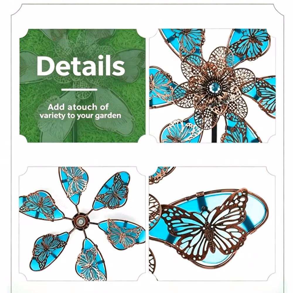 Quipulse Glow-in-the-Dark Butterfly Windmill in Green Metal – 4
