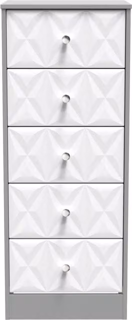 Ready Assembled 2 U Memphis 5 Drawer Tall Bedside Cabinet in Mid Grey – 1