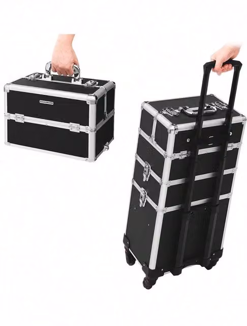 SONGMICS 3-in-1 Professional Makeup Trolley Case, Black