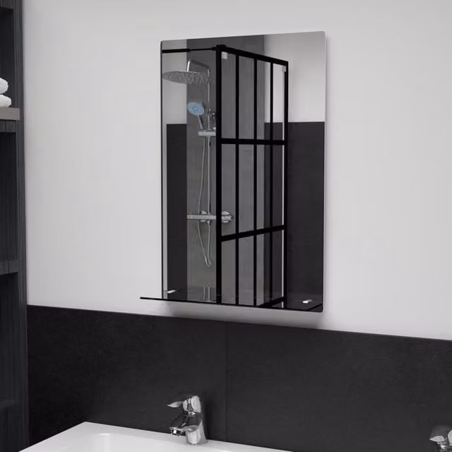 Berkfield Home Rectangular Wall Mirror with Shelf in Silver, W: 40 cm, H: 60 cm – 1