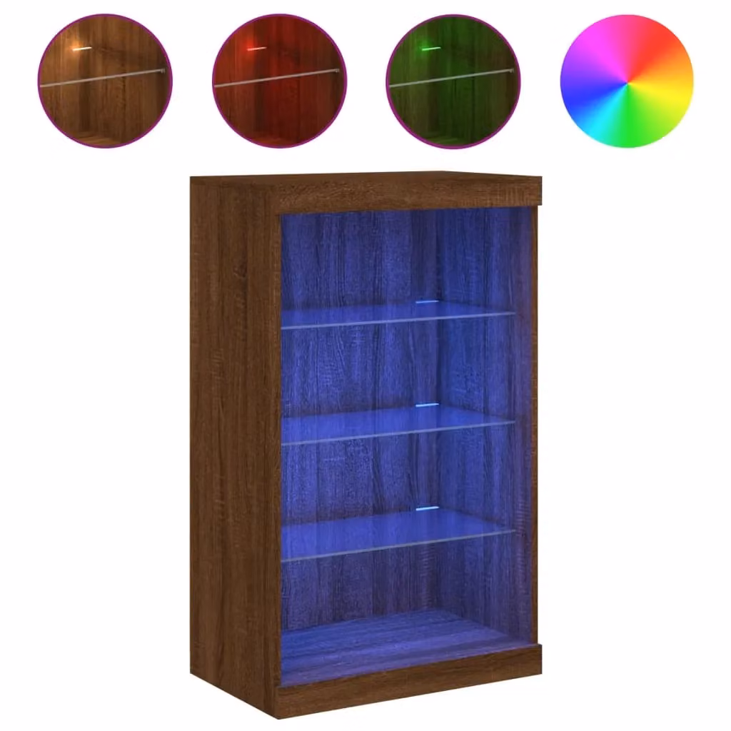 Berkfield Home Modern Brown Oak Sideboard with Integrated LED Lights W: 60.5 cm, D: 37 cm, H: 100 cm – 2