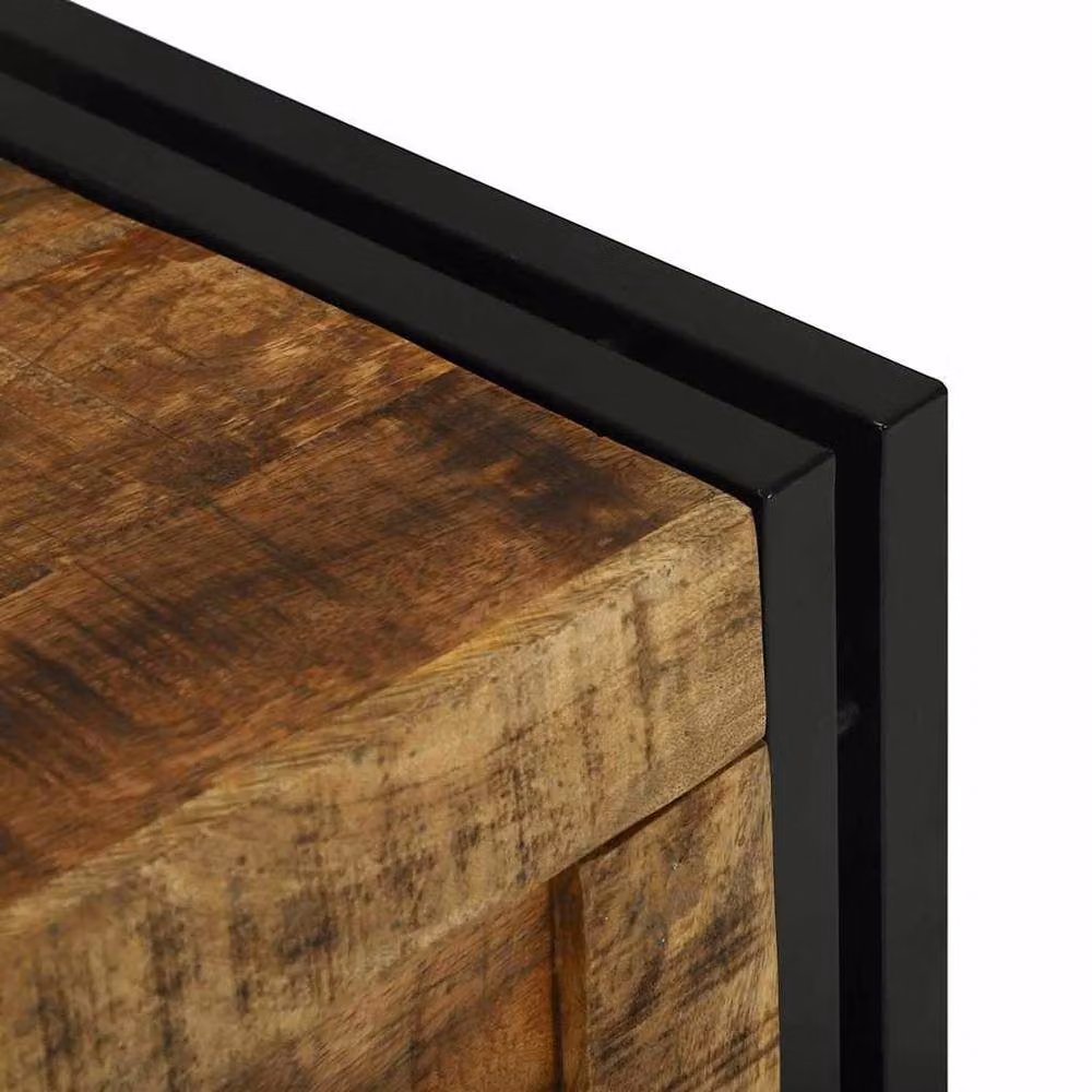 Berkfield Home Rustic Mango Wood Storage Box in Brown, W/D/H: 40 x 40 x 40 cm – 5