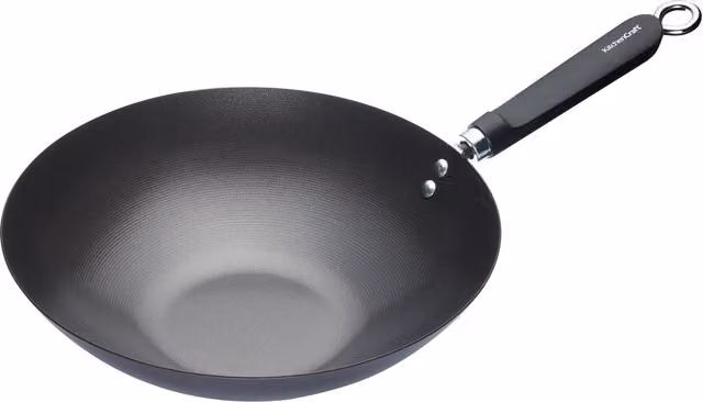 KitchenCraft Carbon Steel Non-Stick Wok, 30 cm, Black/Grey – 2
