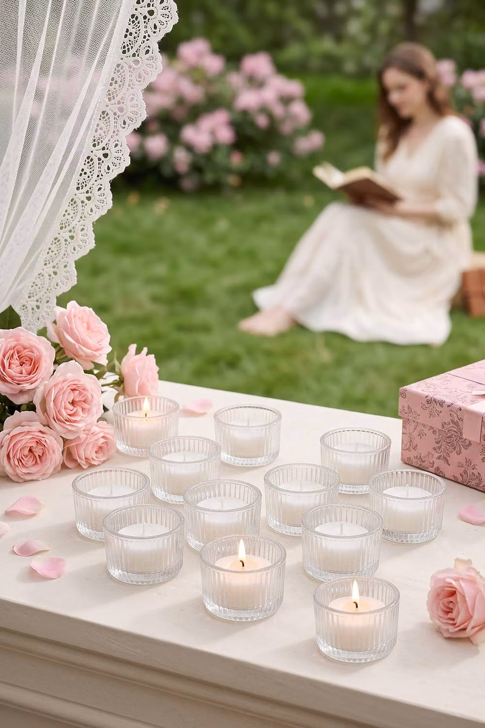 Living and Home 12 Pack Clear Glass Round Tealight Candle Holders – 3