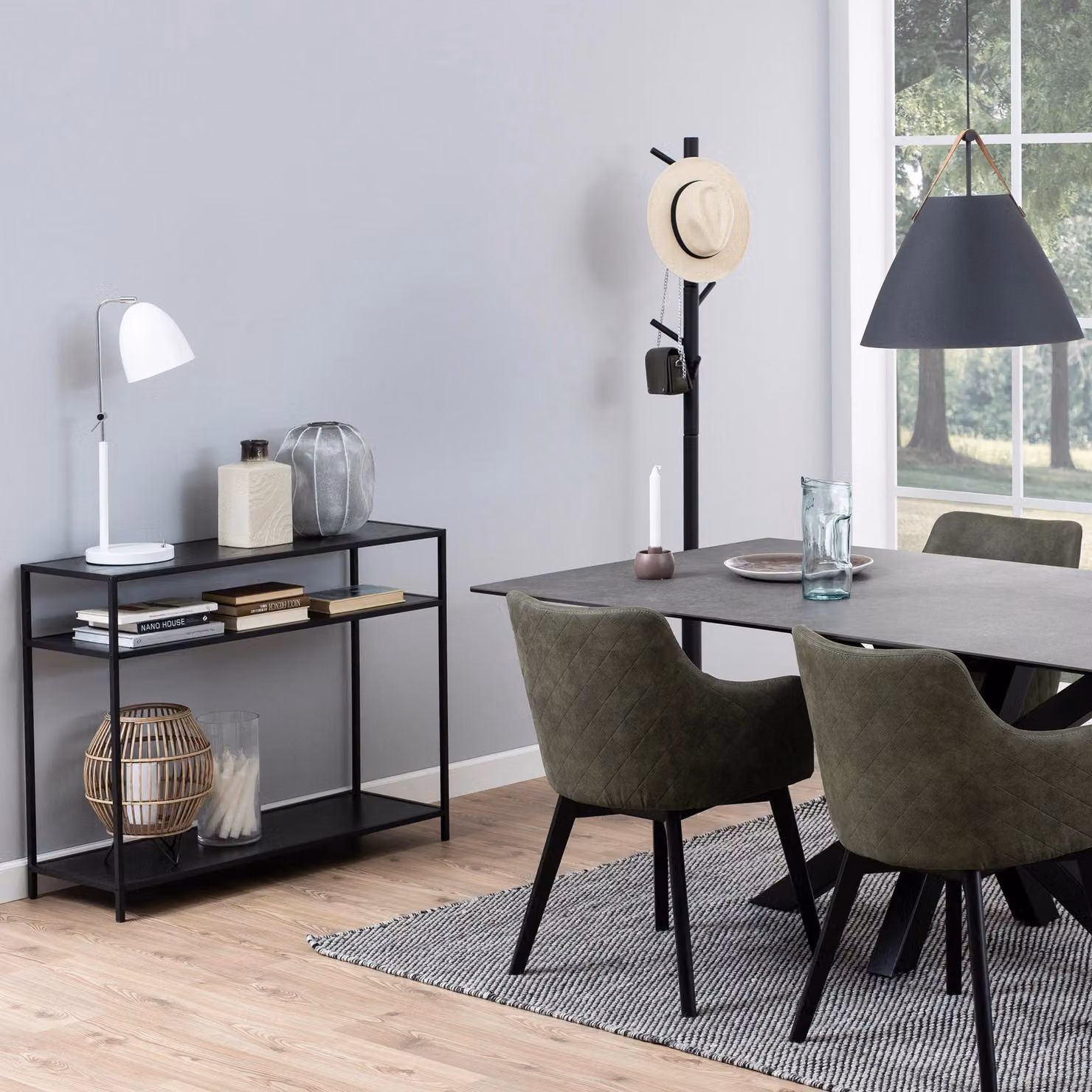 Furniture To Go Seaford Modern Rectangular Console Table with 2 Shelves in Black and Ash – 3