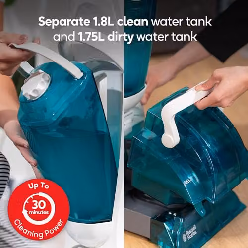 Russell Hobbs RHCC5001 Lightweight 600w Carpet Washer and Cleaner in White and Aqua – 5