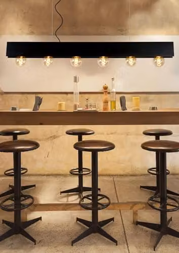 Lucide SURTUS Industrial Bar Pendant Light, Black, Dimmable and Height Adjustable, 6 x E27 – 3