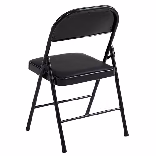 MCC Direct Set of 4 Black Faux Leather Folding Chairs with Metal Frame – 4