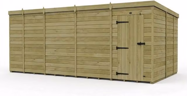 Buttercup Farm Brown Timber Pent Garden Shed with Single Door and No Windows W: 518.2 cm, D: 274.3 cm, H: 210.0 cm – 1