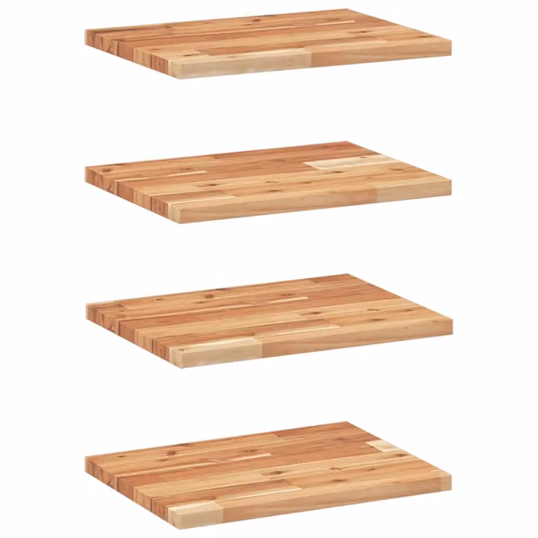 Berkfield Home Set of 4 Floating Shelves in Brown Oil Finished Solid Acacia Wood, W/D/H: 60 x 30 x 2 cm