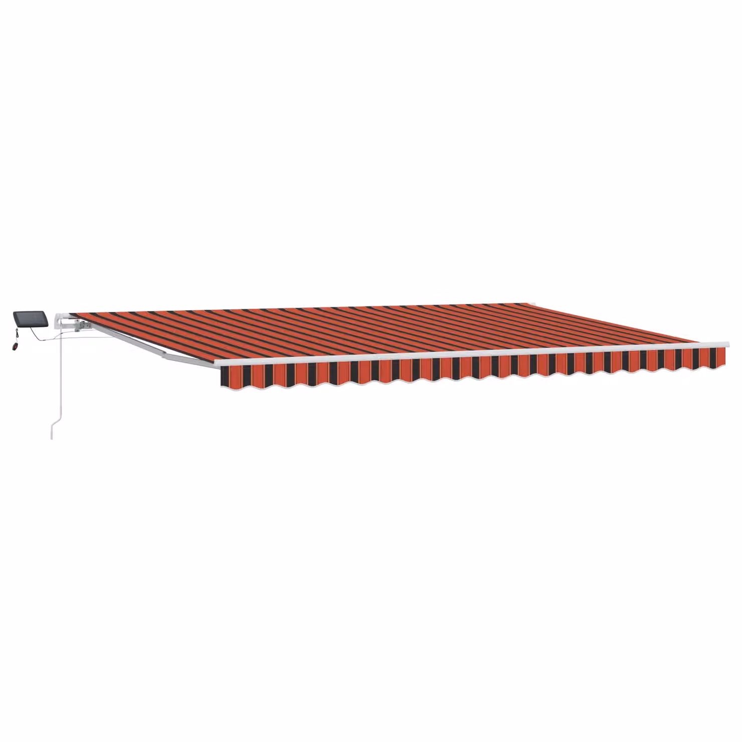 Berkfield Home Manual Retractable Striped Awning with LED in Orange and Brown, W: 500 cm, D: 300 cm – 2