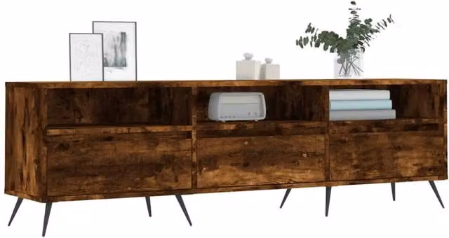 Berkfield Home Smoked Oak TV Cabinet in Brown, W/D/H: 150 x 30 x 44.5 cm – 1