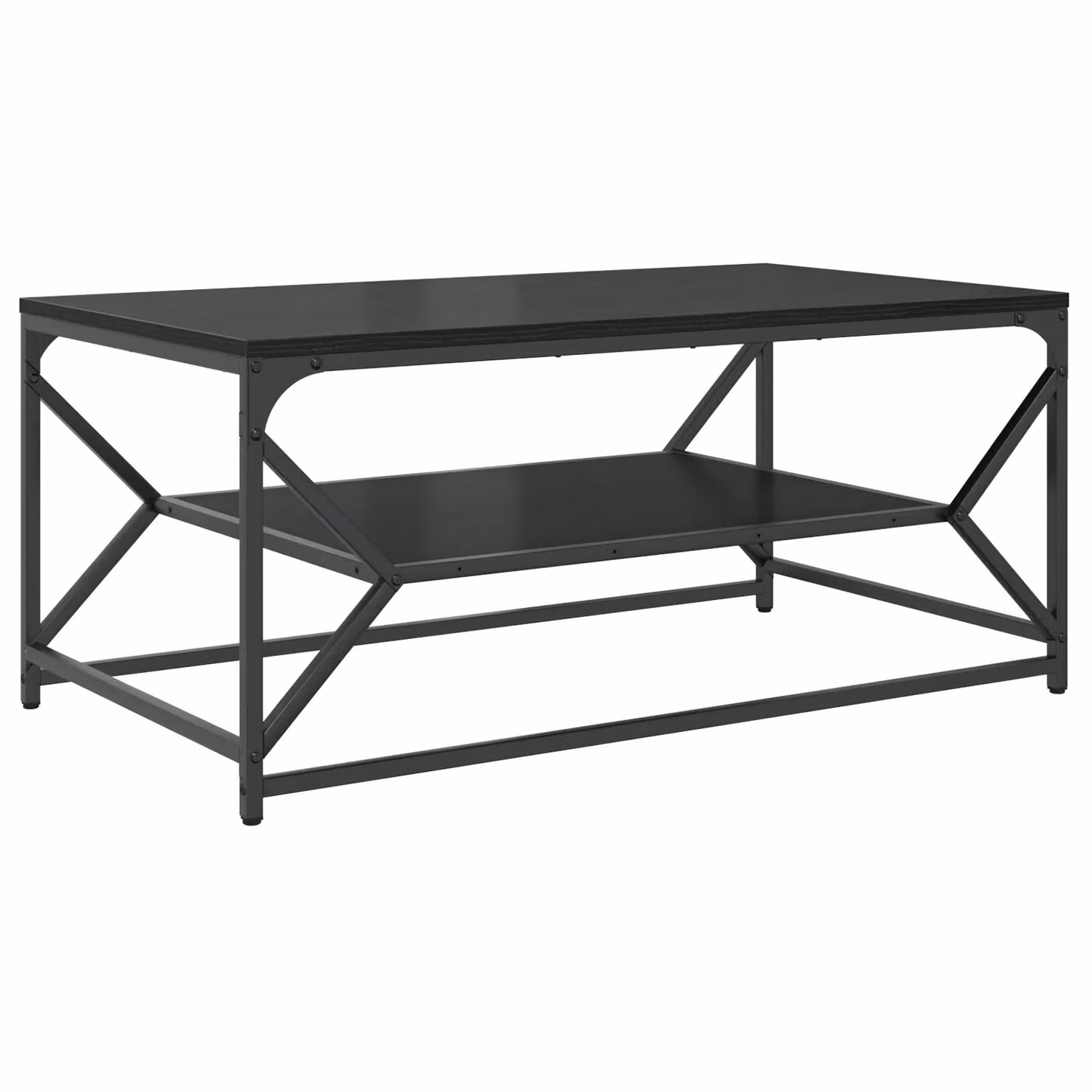 Berkfield Home Modern Black Oak Coffee Table with Shelf, W/D/H: 90 x 50 x 40 cm – 2