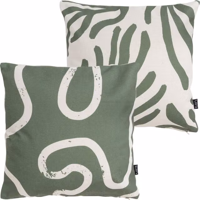 icon Kyoto Graphic Fabric Indoor and Outdoor Square Cushions, Set of 2 - Green