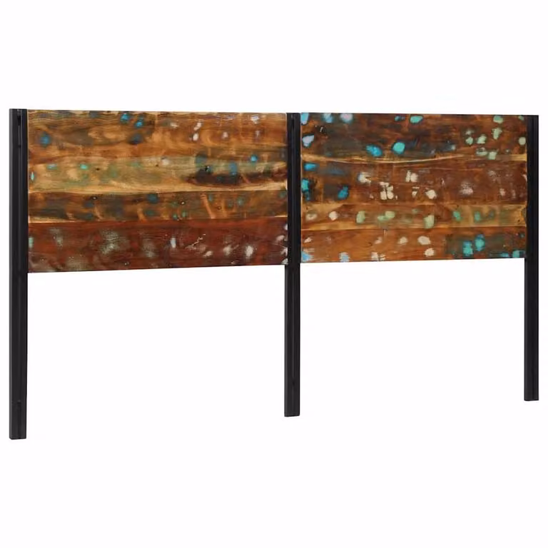 Berkfield Home Industrial Reclaimed Wood and Iron Headboard in Brown, Width: 200 cm