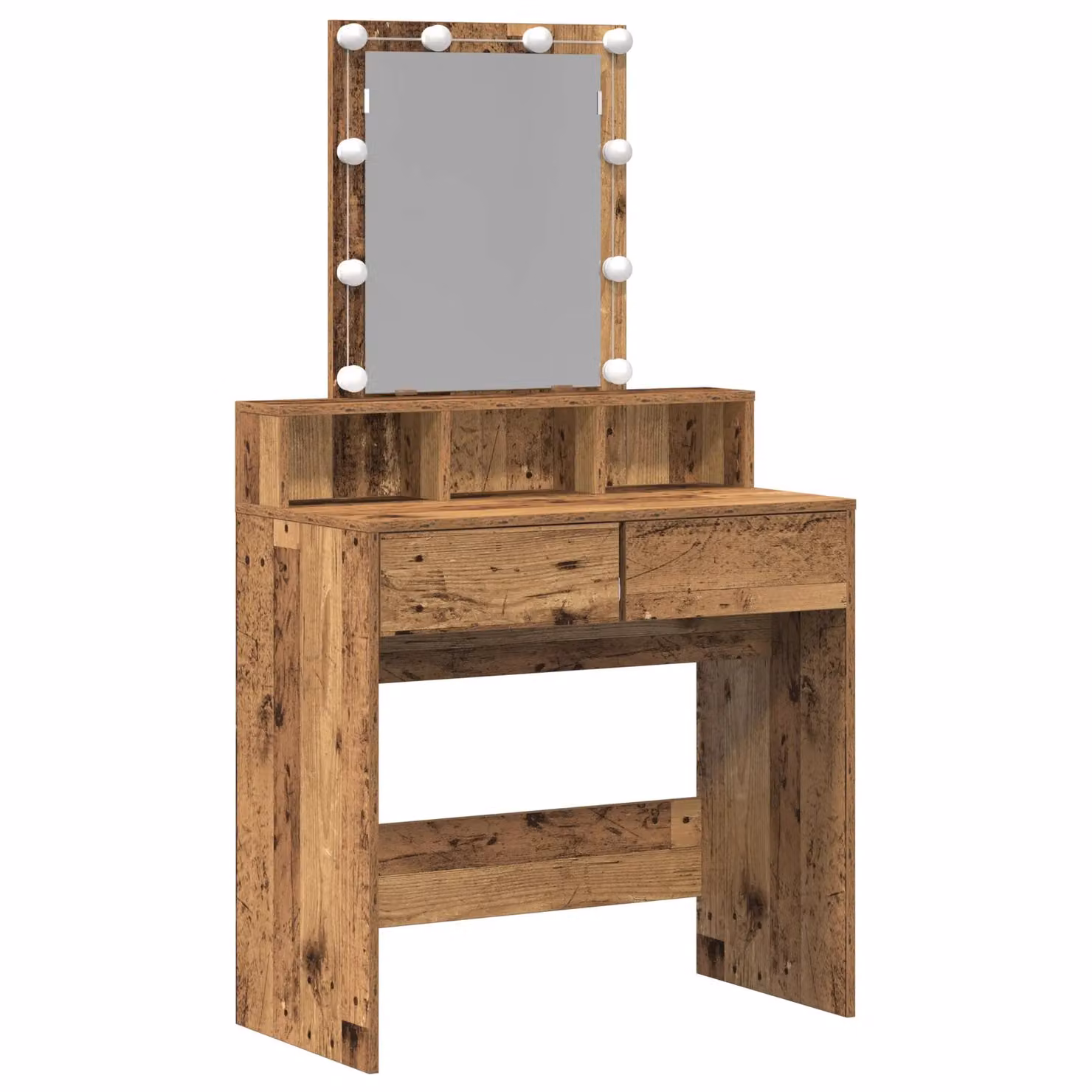 Berkfield Home Classic Dressing Table with LED Mirror in Brown Oak Wood Finish – 2