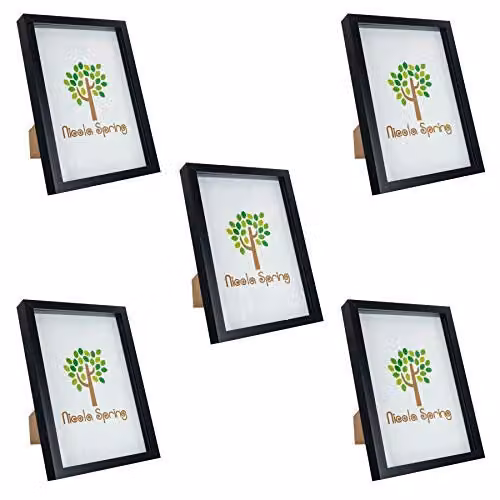 Nicola Spring 3D Shadow Box Photo Frames, Pack of 5, Black or Grey, A4, W: 20.32 cm x H: 30.48 cm x D: 3.5 cm – 2
