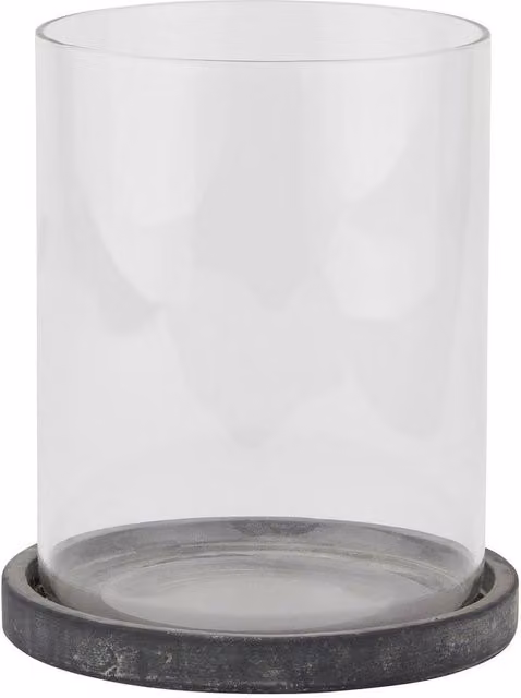Hill Interiors Amalfi Grey Ceramic and Glass Tabletop Hurricane Lantern