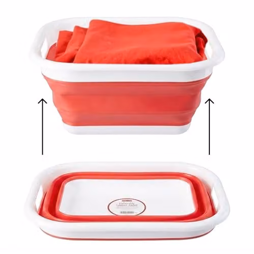 Orsina Collapsible Red and White Laundry Basket with Handles – 1