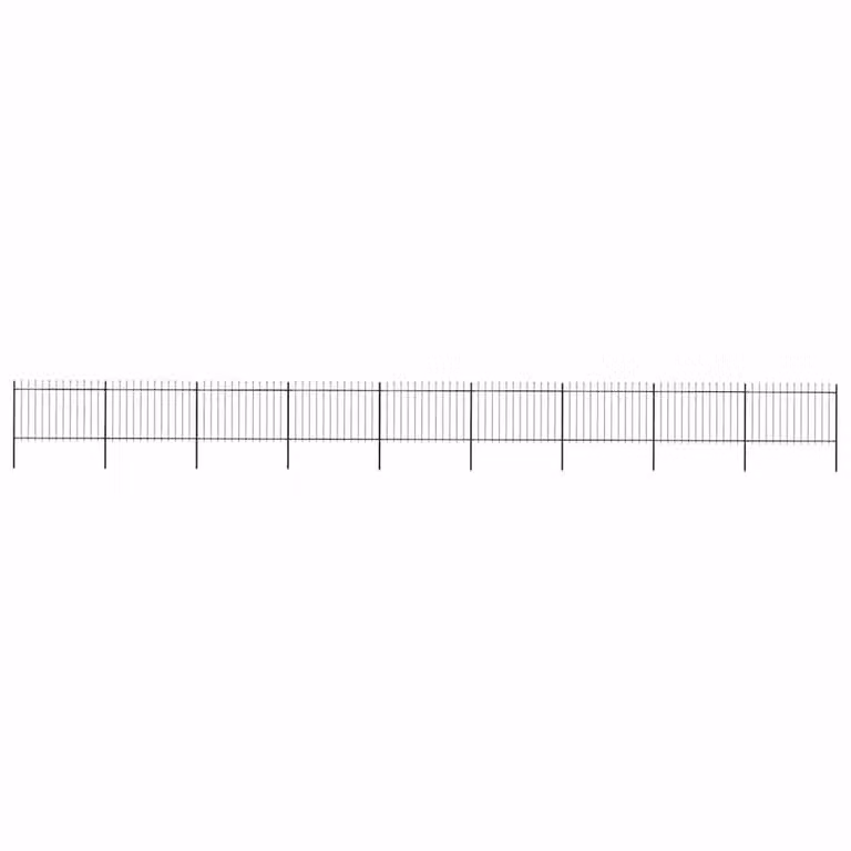 Berkfield Home Elegant Spear Top Garden Fence, Powder-Coated Steel, Black, W: 1530 cm, H: 120 cm