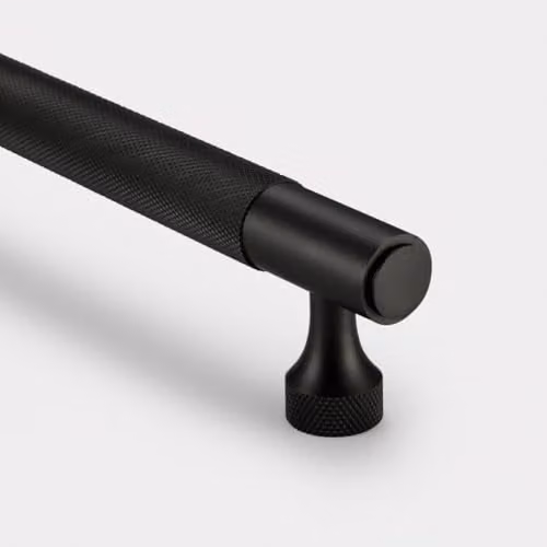 Pushka Home Solid Brass Knurled Bar Handle in Brushed Black Finish, Hole to Hole: 632 mm