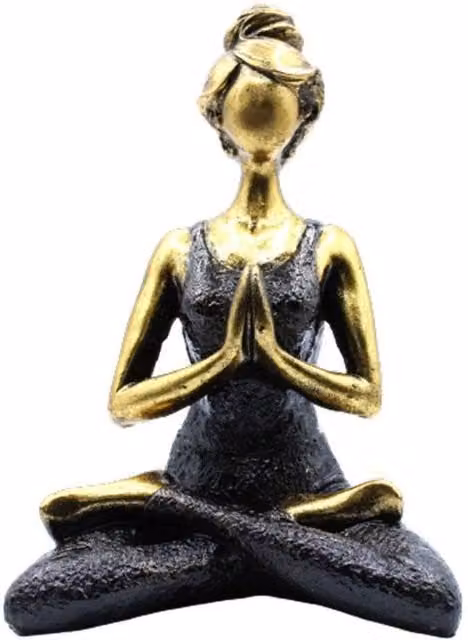 KDMD Elegant Bronze and Black Metal Yoga Lady Tabletop Figurine, Height: 24 cm