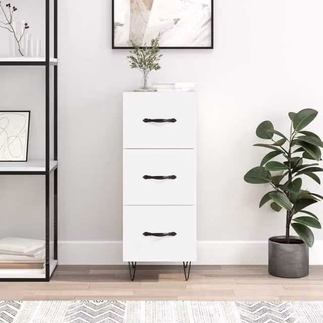 Berkfield Home Modern White Matt Sideboard, W/D/H: 34.5 x 34.0 x 90.0 cm