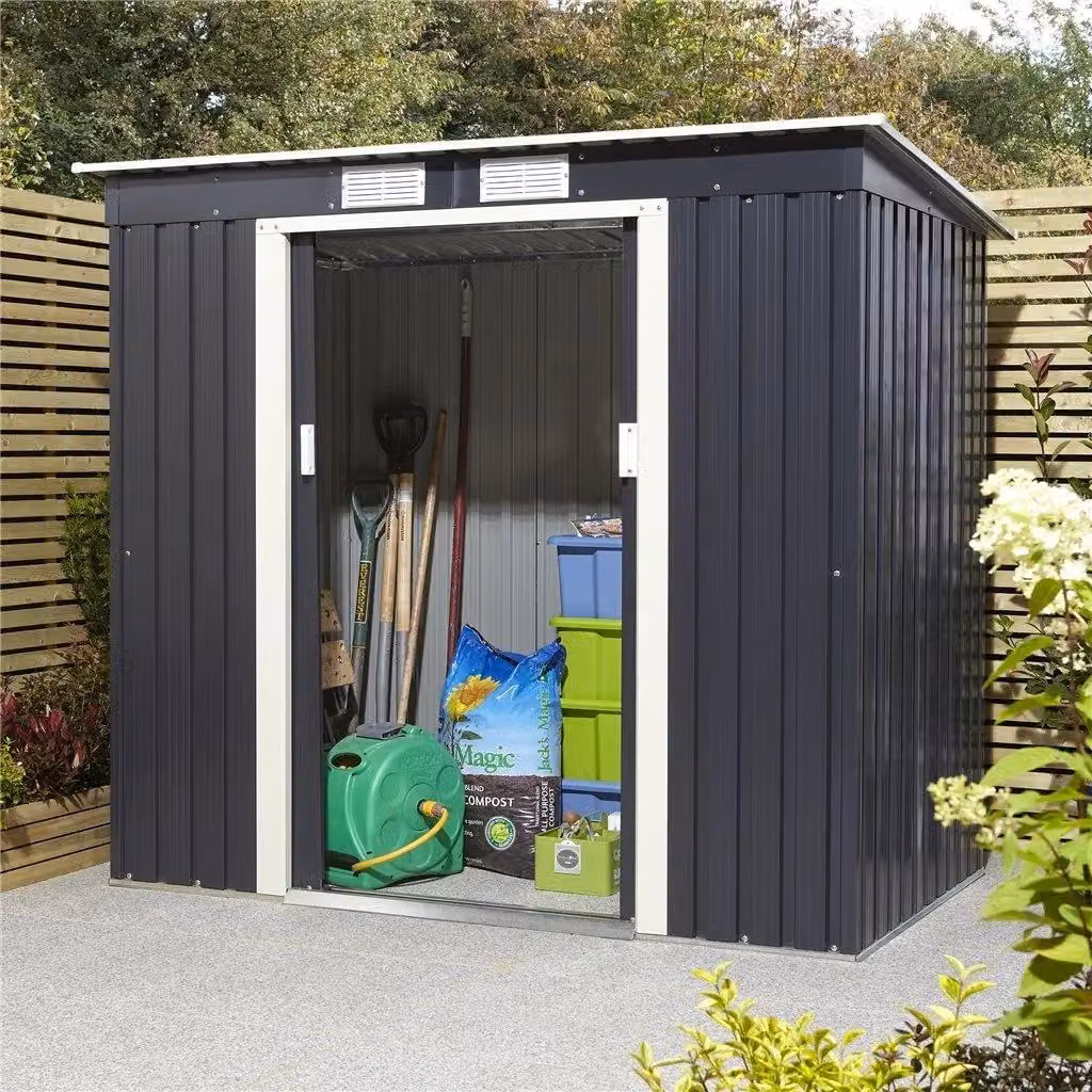 Cheshire Metal Pent Shed with Double Doors in Dark Grey – 3