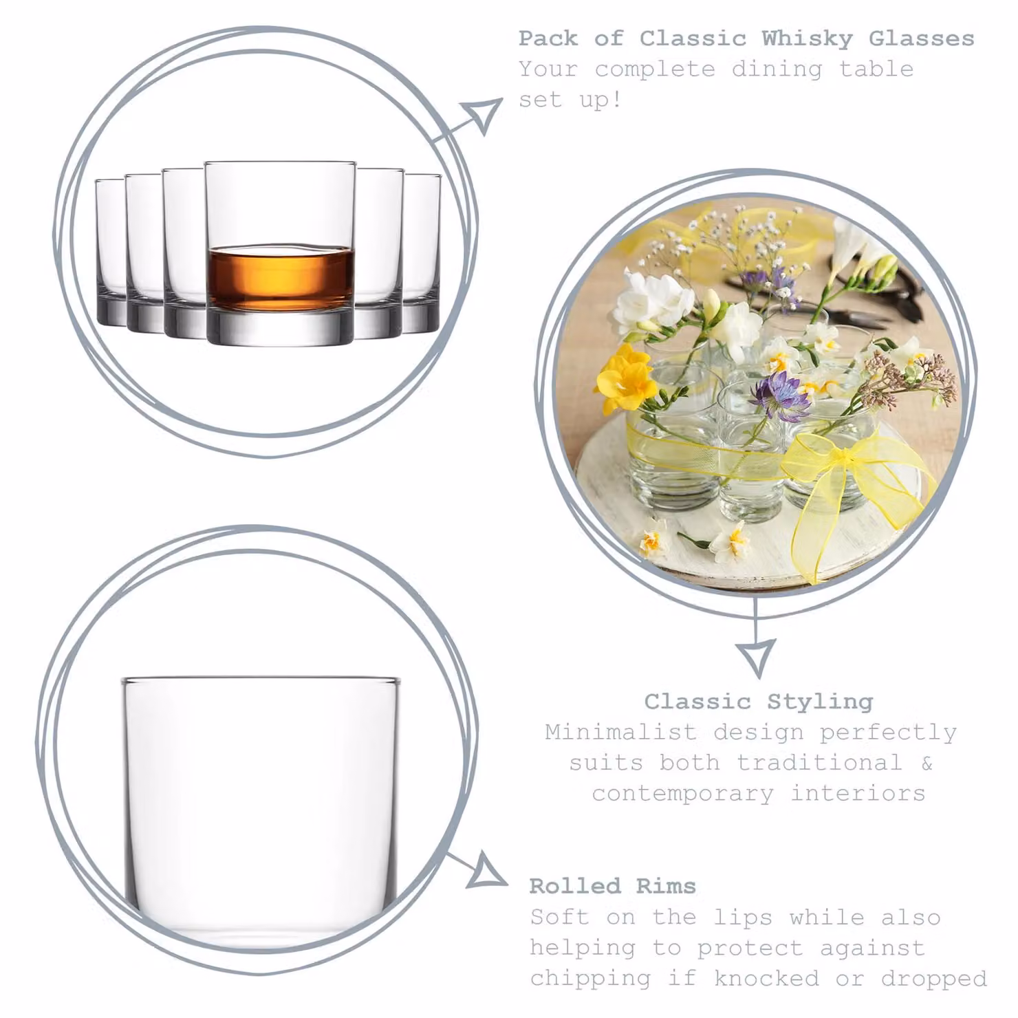 LAV Ada Transparent Glass Whisky Tumblers, 305 ml, Pack of 6 – 2