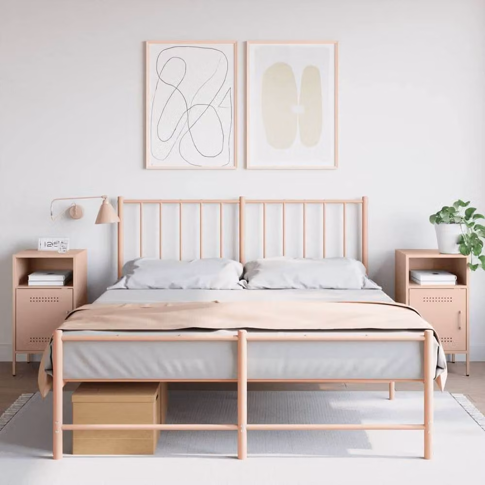 Berkfield Home Set of 2 Pink Metal Bedside Cabinets, W/D/H: 36 x 39 x 68 cm – 2