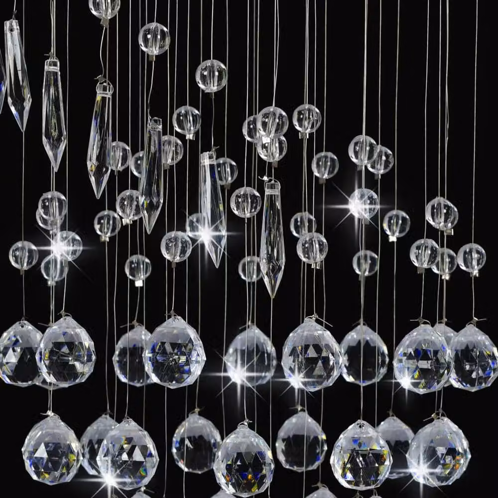 Berkfield Home Silver Chrome Ceiling Lamp with Transparent Crystal Beads and G9 Bulb Compatibility – 3