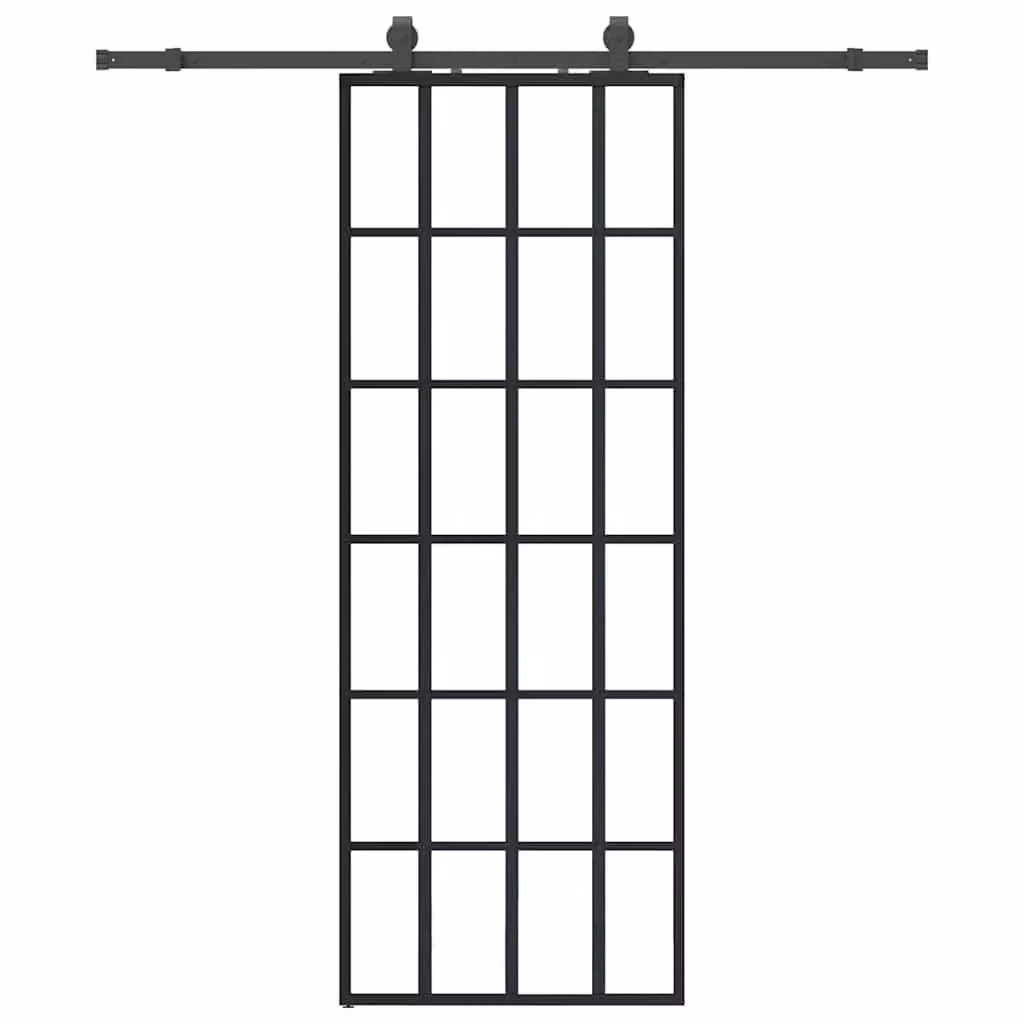 Berkfield Home Modern Sliding Glass Door with Hardware Set, Black, W: 76 cm, H: 205 cm – 2