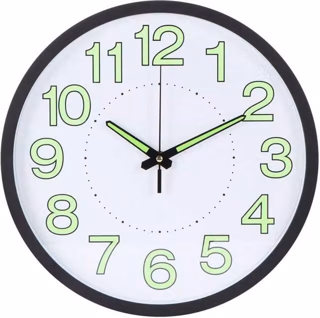 Kelvenix Black Silent Illuminated Round Analog Wall Clock with Quartz Movement, Diameter: 30 cm – 1