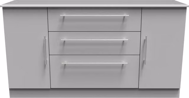 Ready Assembled 2 U Carlton Grey 2 Door 3 Drawer Wide Unit – 1