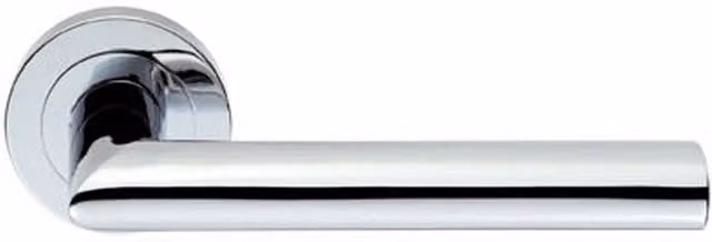 Loops Pair of Straight Mitred Bar Handles on Round Rose with Concealed Fixings in Polished Chrome